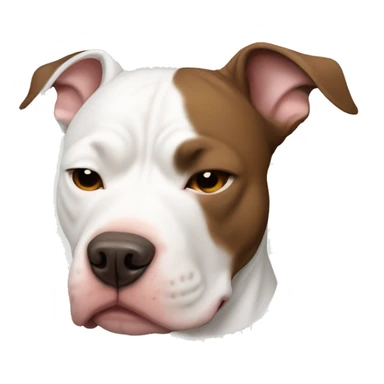White pitbull with brown ear sleeping sticker