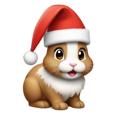 Bunny with Christmas hat sticker