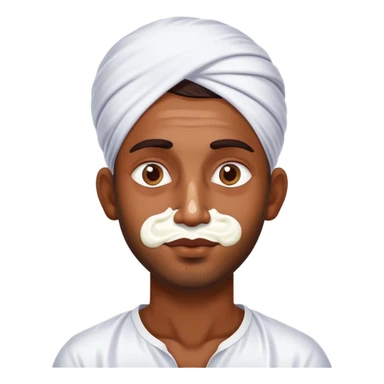 an indian man with white yogurt all over his face sticker