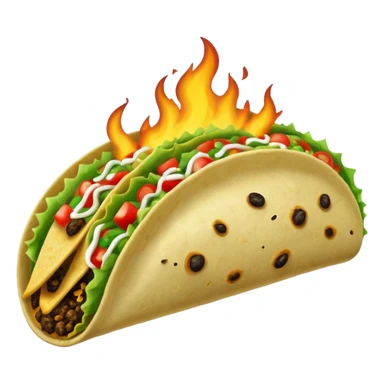 A green filled taco burning at one end sticker