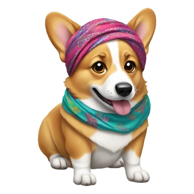 Corgi wearing bandana on head sticker