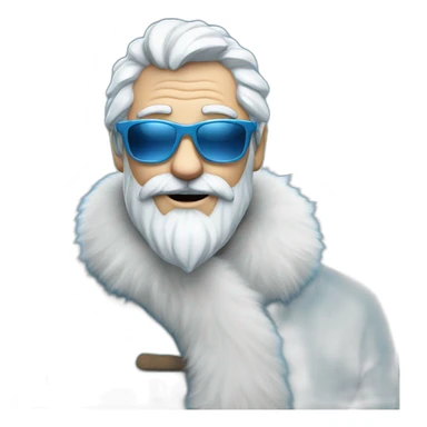 cool Father Frost in sunglasses glasses in a blue fur coat sticker
