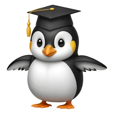 penguen with school cap sticker