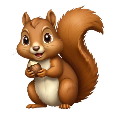 Squirrel with drool coming from mouth, hungry face, eyes fixed on acorn sticker