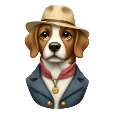 Dog wearing vintage clothes sticker