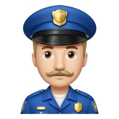 Male police officer wearing white cap, mustache, realistic portrait sticker