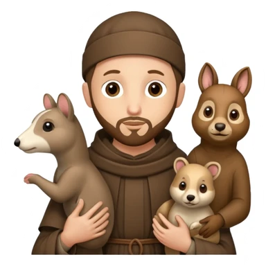 Saint Francis of Assisi cartoon modern type with animal to be used as an AI crfreation in HeyGen.com, please create a winter background sticker
