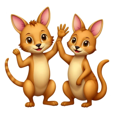 cat high fiving kangaroo  sticker