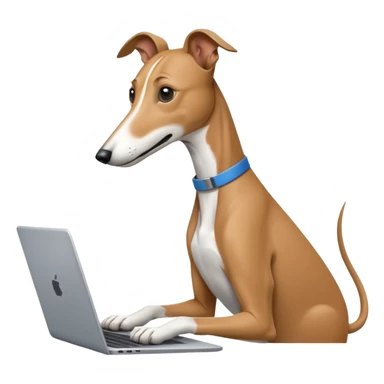 Greyhound with a laptop sticker