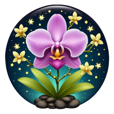 orchid with fireflies trapped like stars sticker