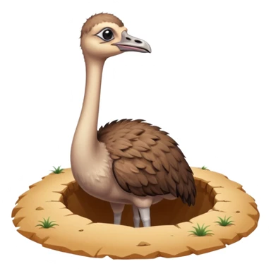Ostrich with it's head inside a hole in the ground only it's body and neck visible sticker