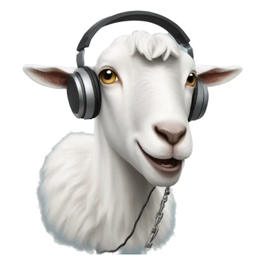 goat with headphones and a chain singing with a microphone sticker