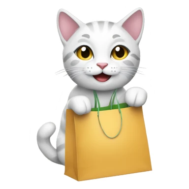 happy gay cat with shopping bags sticker