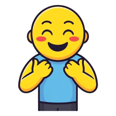 Emoji guy laughing crossing hands to neck sticker