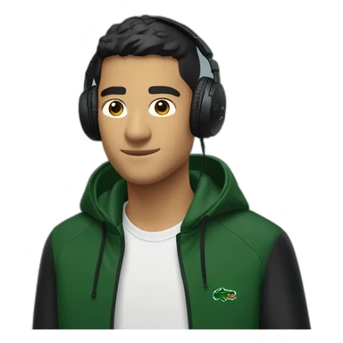 Lacoste headphone latin guy with black windbreaker sticker