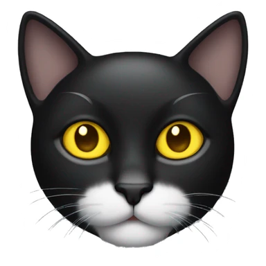 Black cat with yellow eyes and a white patch of fur on chest sticker
