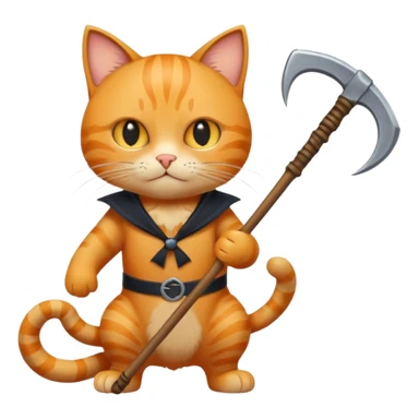 a heroic cat holding a scythe, with a shadowy death figure behind sticker