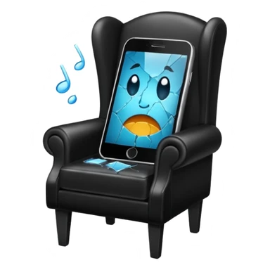 a phone in a chair looking sad and crying sticker
