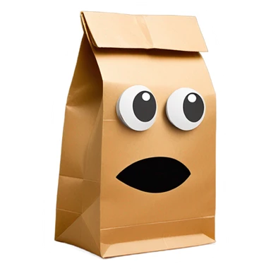 Paper lunch Bag on head with cut out eyes sticker