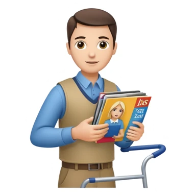 Testemunha de jeová com revista com carrinho de revistas sticker