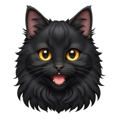 cinematic-yawning black-maine-coon-kitten-portrait-emoji,-head-tilted-playfully-and-inquisitively,-sleek--black-fur,-simplified-yet-adorable-features,-highly-detailed,-glowing-with-a-warm,-friendly-glow  sticker