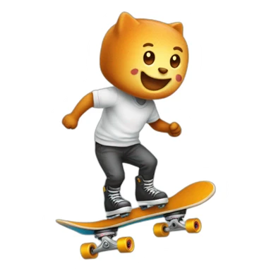 Chat roux qui mange une glace sur un skate sticker