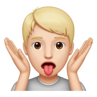 tongue sticked out with hands on the side of the head sticker