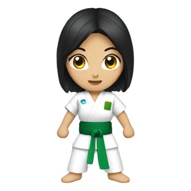 black-haired woman Karateka Green belt sticker