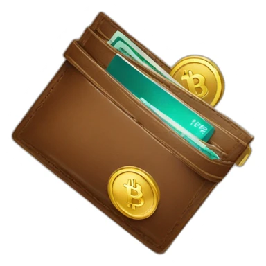 leather wallet with crypto and gold sticker