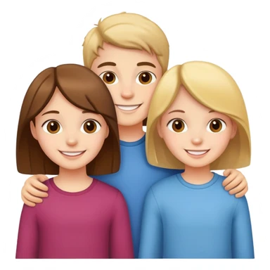 three siblings - one boy and two girls smiling together sticker