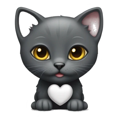 All dark grey kitten with heart eyes sticker