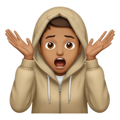 mouth open scared face with 2 hand place on face, with clothes sticker