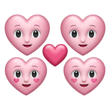 Generate luxe silk satin look emoji sets about love at first sight using baby pink and white colour.  sticker