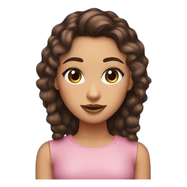 Una chica de piel morena ojos marrones con pelo largo, ondulado y de color negro; con labio grandes color rosado mate sticker