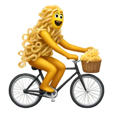 A poo riding a bike made of pasta  sticker
