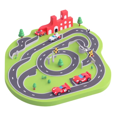 race track with racing cars sticker