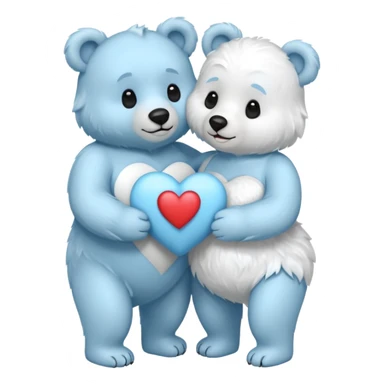 🐻‍❄️🩵  crea uno oso y una osa abrazando el corazón pero que este de pie sticker