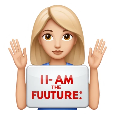 Lady with I am the future sign  sticker