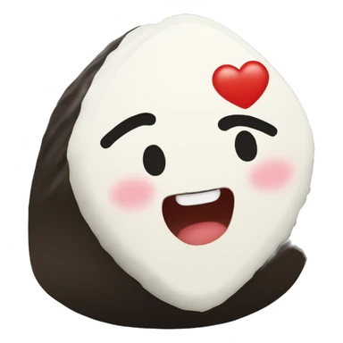 Onigiri in the shape of a heart, Joyful onigiri sticker