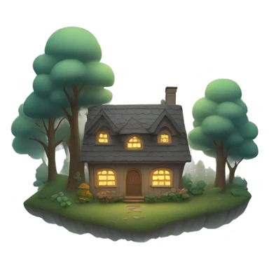 Cottage in a foggy forest  sticker