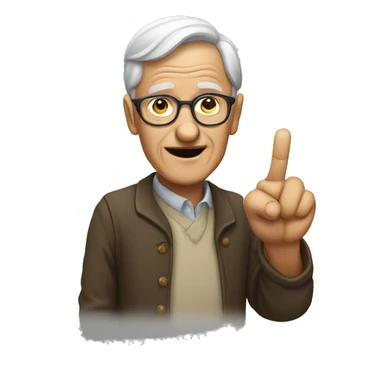 A old man pointing her finger  sticker