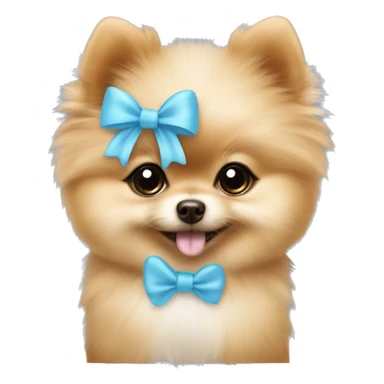 Pomeranian puppy with baby blue bow  sticker
