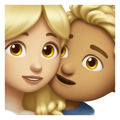Blonde girl giving tanned brown haired boy a kiss on the cheek sticker