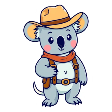 Koala with cowboy hat sticker