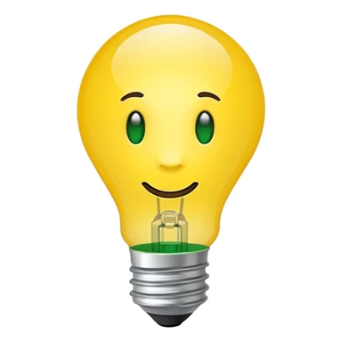 Yellow light bulb emoji representing a good idea, with a green check mark for approval. Simple emoji style, flat design, bold colors, clean lines, no text, transparent background. sticker