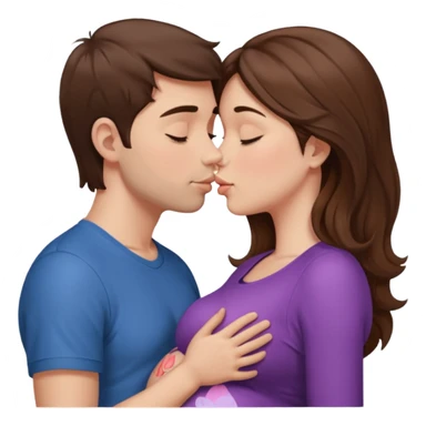 

"Men with more short brown hair and fair skin a pregnant woman with long brown hair and fair skin, kissing."





 sticker