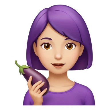 Girl eating eggplant sticker