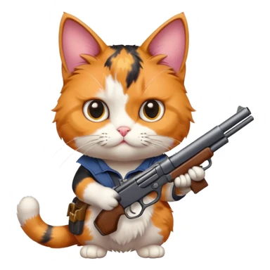 Cat with a gun sticker