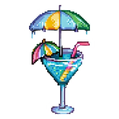 Colorful cocktail with umbrella sticker