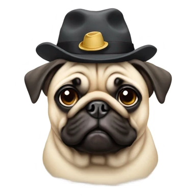 Pug wearing a hat sticker